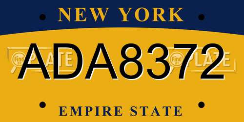 ADA8372 New York License Plate