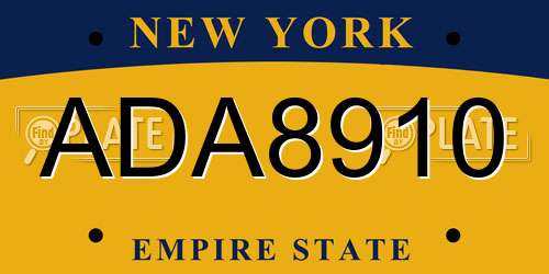 ADA8910 New York License Plate