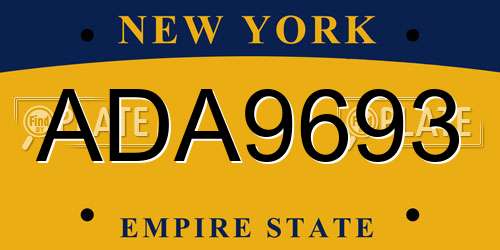 ADA9693 New York License Plate