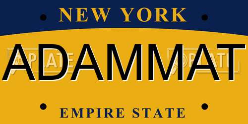 ADAMMAT New York License Plate
