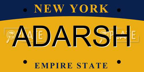 ADARSH New York License Plate