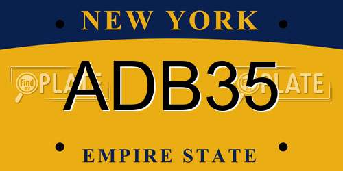 ADB35 New York License Plate