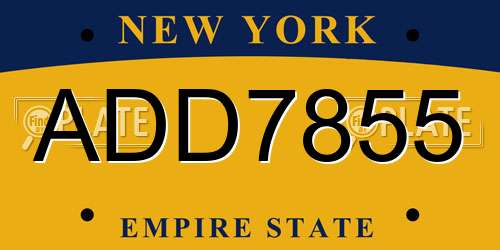 ADD7855 New York License Plate