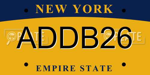 ADDB26 New York License Plate