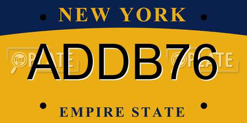 ADDB76 New York License Plate