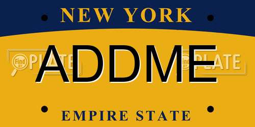 ADDME New York License Plate