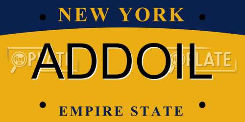 ADDOIL New York License Plate