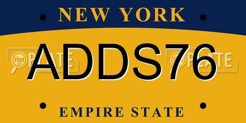 ADDS76 New York License Plate