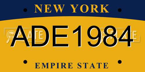 ADE1984 New York License Plate