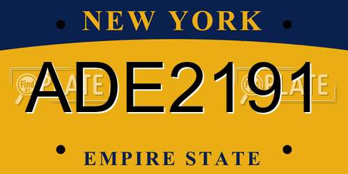ADE2191 New York License Plate