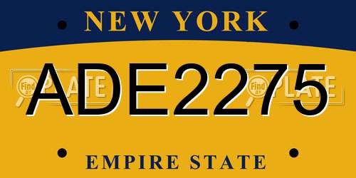 ADE2275 New York License Plate
