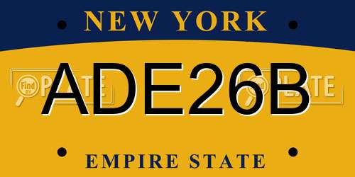 ADE26B New York License Plate