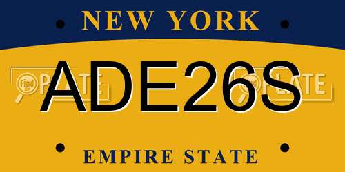 ADE26S New York License Plate