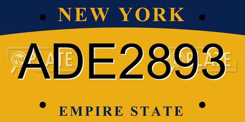 ADE2893 New York License Plate