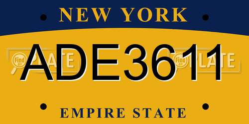 ADE3611 New York License Plate