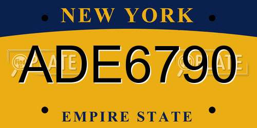 ADE6790 New York License Plate