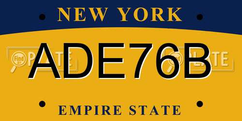 ADE76B New York License Plate