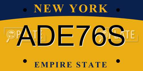 ADE76S New York License Plate