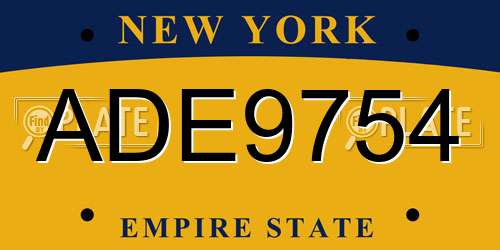ADE9754 New York License Plate