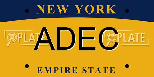 ADEC New York License Plate