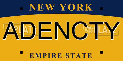 ADENCTY New York License Plate