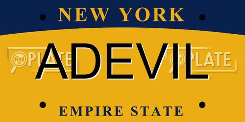 ADEVIL New York License Plate