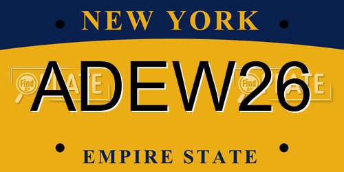 ADEW26 New York License Plate