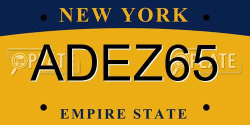 ADEZ65 New York License Plate