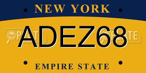ADEZ68 New York License Plate