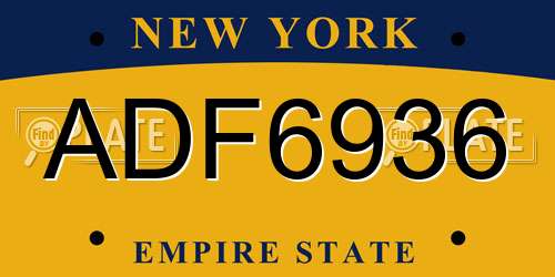 ADF6936 New York License Plate