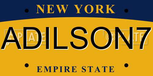 ADILSON7 New York License Plate
