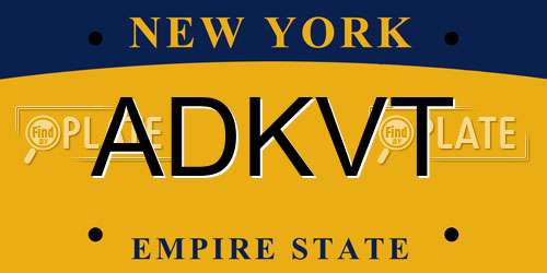 ADKVT New York License Plate