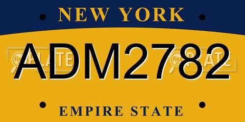 ADM2782 New York License Plate
