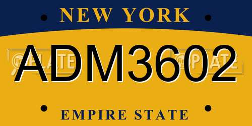 ADM3602 New York License Plate