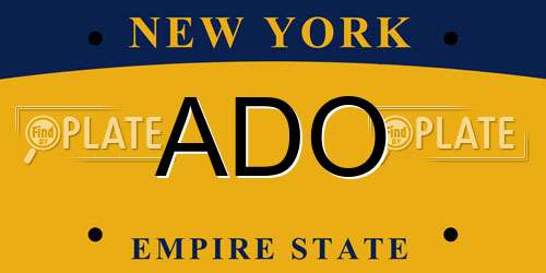 ADO New York License Plate