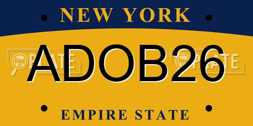 ADOB26 New York License Plate