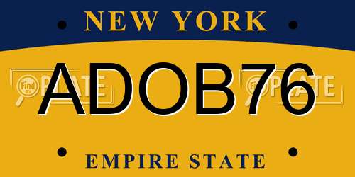 ADOB76 New York License Plate