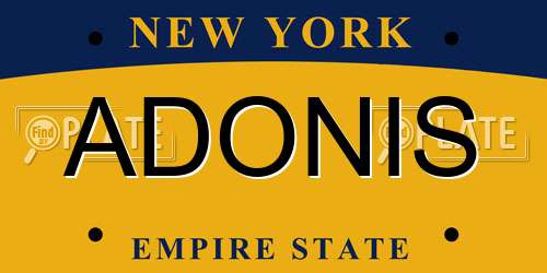 ADONIS New York License Plate
