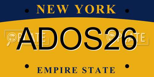 ADOS26 New York License Plate