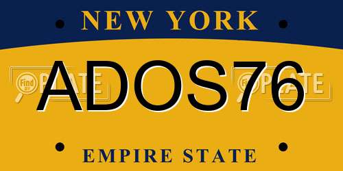 ADOS76 New York License Plate