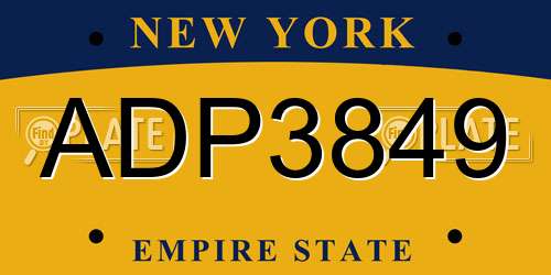 ADP3849 New York License Plate
