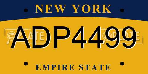 ADP4499 New York License Plate