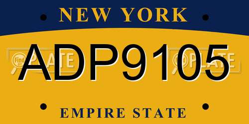 ADP9105 New York License Plate