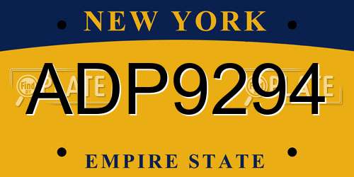 ADP9294 New York License Plate