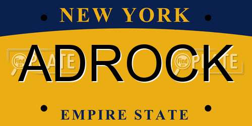 ADROCK New York License Plate