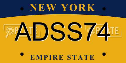 ADSS74 New York License Plate