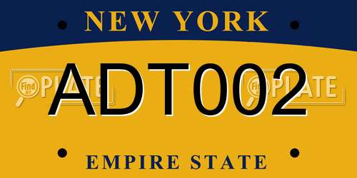 ADT002 New York License Plate