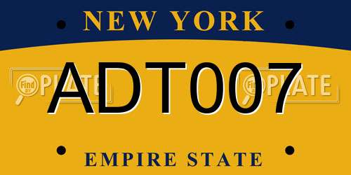 ADT007 New York License Plate