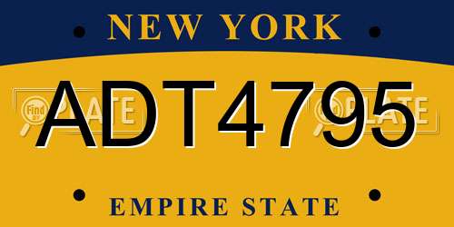 ADT4795 New York License Plate