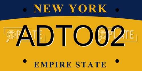 ADTO02 New York License Plate